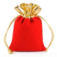 Wholesale Red Velvet Jewelry Storage Drawstring Packaging Bag main image 4