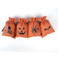 Sac D&#39;emballage De Cadeau De Bonbons Jack-o-lanterne De Poche En Gros De Lin D&#39;halloween main image 1