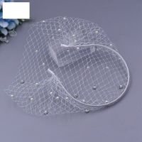 Fashion Pearl Veil Beaded Mesh Headband Bridal Headwear sku image 1