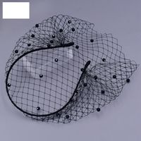 Fashion Pearl Veil Beaded Mesh Headband Bridal Headwear sku image 2