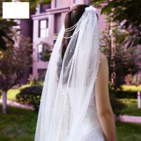 Fashion Retro Beaded Pearl Veil Bride Beaded Veil sku image 1