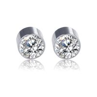 New Color Diamond Titanium Steel Magnetic Stud Earrings sku image 3