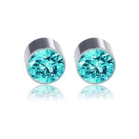 New Color Diamond Titanium Steel Magnetic Stud Earrings sku image 5