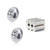 Fashion Color Diamond Stainless Steel Non-pierced Earrings sku image 2