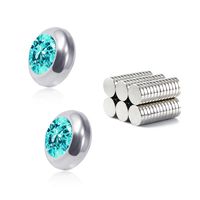 Fashion Color Diamond Stainless Steel Non-pierced Earrings sku image 3