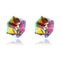 Fashion Cube Color Zircon Magnetic Earrings sku image 8
