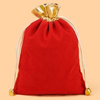 Wholesale Red Velvet Jewelry Storage Drawstring Packaging Bag sku image 1
