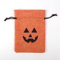 Wholesale Halloween Linen Bunch Pocket Jack-o-lantern Candy Gift Packaging Bag sku image 1