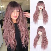 Wigs European And American Ladies Wigs Two-color Bangs Qi Bangs Long Curly Hair Big Wave Head Cover Chemical Fiber Wigs Wigs main image 1
