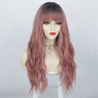 Wigs European And American Ladies Wigs Two-color Bangs Qi Bangs Long Curly Hair Big Wave Head Cover Chemical Fiber Wigs Wigs main image 6