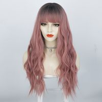 Wigs European And American Ladies Wigs Two-color Bangs Qi Bangs Long Curly Hair Big Wave Head Cover Chemical Fiber Wigs Wigs main image 7