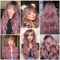 Wigs European And American Ladies Wigs Two-color Bangs Qi Bangs Long Curly Hair Big Wave Head Cover Chemical Fiber Wigs Wigs main image 10