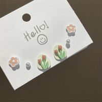 Early Spring Tulip Six-piece Earrings Set Sweet Ins Style Student Earrings Niche Design Exquisite Earrings main image 3