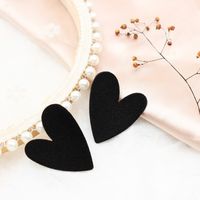 Autumn And Winter New Earrings Flocking Peach Heart Earrings Cute Simple Love-shaped Korean Fan Earrings Europe And The United States sku image 2