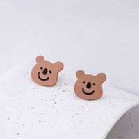 Silver Cute Bear Paint Dripping Oil Cartoon Earrings High-end Earrings Korean Autumn And Winter Models Bohemia main image 3