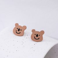 Silver Cute Bear Paint Dripping Oil Cartoon Earrings High-end Earrings Korean Autumn And Winter Models Bohemia main image 4