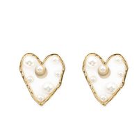 New Street Night Market Silver Needle Korean Version Pearl Love Earrings Sweet Temperament Peach Heart Pearl Stud Earrings main image 6