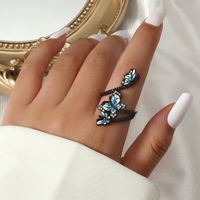 Oil Drop Rhinestone Butterfly Ring main image 2