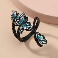 Oil Drop Rhinestone Butterfly Ring main image 3