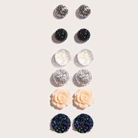 Fashion Jewelry Crystal Flower Stud Earrings Set 6 Pairs main image 2