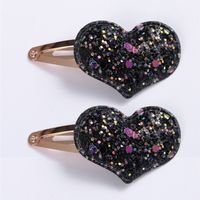 Set Of 2 Cute Heart-shaped Sequined Children&#39;s Hair Clips main image 5