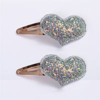 Set Of 2 Cute Heart-shaped Sequined Children&#39;s Hair Clips main image 7