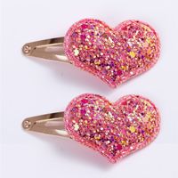 Set Of 2 Cute Heart-shaped Sequined Children&#39;s Hair Clips main image 8