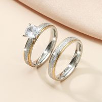 Fashion Fashion Jewelry Stainless Steel Carved Zircon Ring Set main image 3