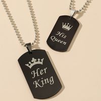 Fashion Jewelry Stainless Steel Her King His Queen Crown Necklace Set sku image 1