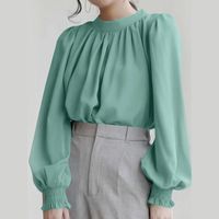 Shirt 2022 New European And American Cross-border Women&#39;s Long-sleeved Shirt Female Commuter Hong Kong Style Bow Lantern Sleeve Shirt main image 1