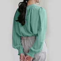 Shirt 2022 New European And American Cross-border Women&#39;s Long-sleeved Shirt Female Commuter Hong Kong Style Bow Lantern Sleeve Shirt main image 2