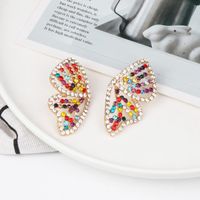 Creative Color Butterfly Wings Diamond Earrings main image 5