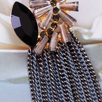 New Geometric Black Tassel Rhinestone Earrings main image 4