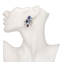 New Flower Alloy Glass Drill Stud Earrings main image 3