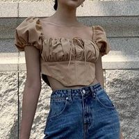 Women's New Fashion Stitching Casual Backless Zipper Short Sleeve T-shirt Top Women sku image 1