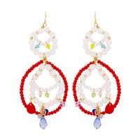 New Bohemian Style Beaded Handmade Circle Earrings sku image 1