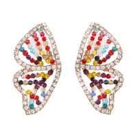 Creative Color Butterfly Wings Diamond Earrings sku image 1