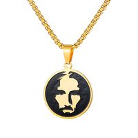 Hip-hop Round Brand Portrait Mask Titanium Steel Simple Pendant Necklace Retro Jewelry Wholesale sku image 3