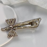 Vintage Bow Duckbill Clip  Alloy Chain Pearl Edge Clip Head Accessories sku image 1