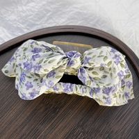 Korean Style Fabric Floral Bow Hair Claw Clip Shark Clip Square Hollow Clip sku image 3