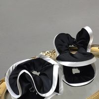 Korean Style Textured Satin Black And White Hair Rope Hair Accessories main image 4