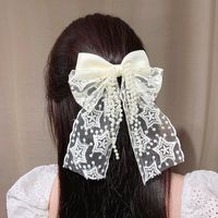 Fashion Black And White Lace Bow Star Hairpin Handmade Lock Edge Barrettes main image 6