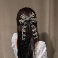 Fashion Black Lace Pearl Bow Barrettes Women's  Head Clip Headdress Hairpin main image 4