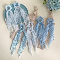 Summer New Small Floral Long Streamer Fabric Blue Hair Accessories main image 1