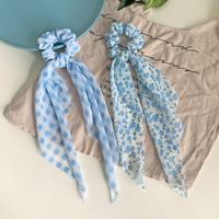 Summer New Small Floral Long Streamer Fabric Blue Hair Accessories main image 4