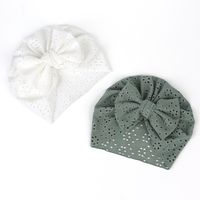 Summer Cute Children's Hat Solid Color Bow Breathable Hole Hat main image 3