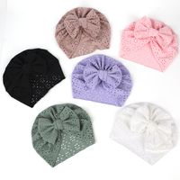 Summer Cute Children's Hat Solid Color Bow Breathable Hole Hat main image 5
