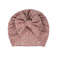Summer Cute Children's Hat Solid Color Bow Breathable Hole Hat sku image 1