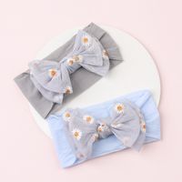 Simple Solid Color Double Bow Children Small Daisy Flower Nylon Headband main image 4