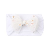 Simple Solid Color Double Bow Children Small Daisy Flower Nylon Headband sku image 6